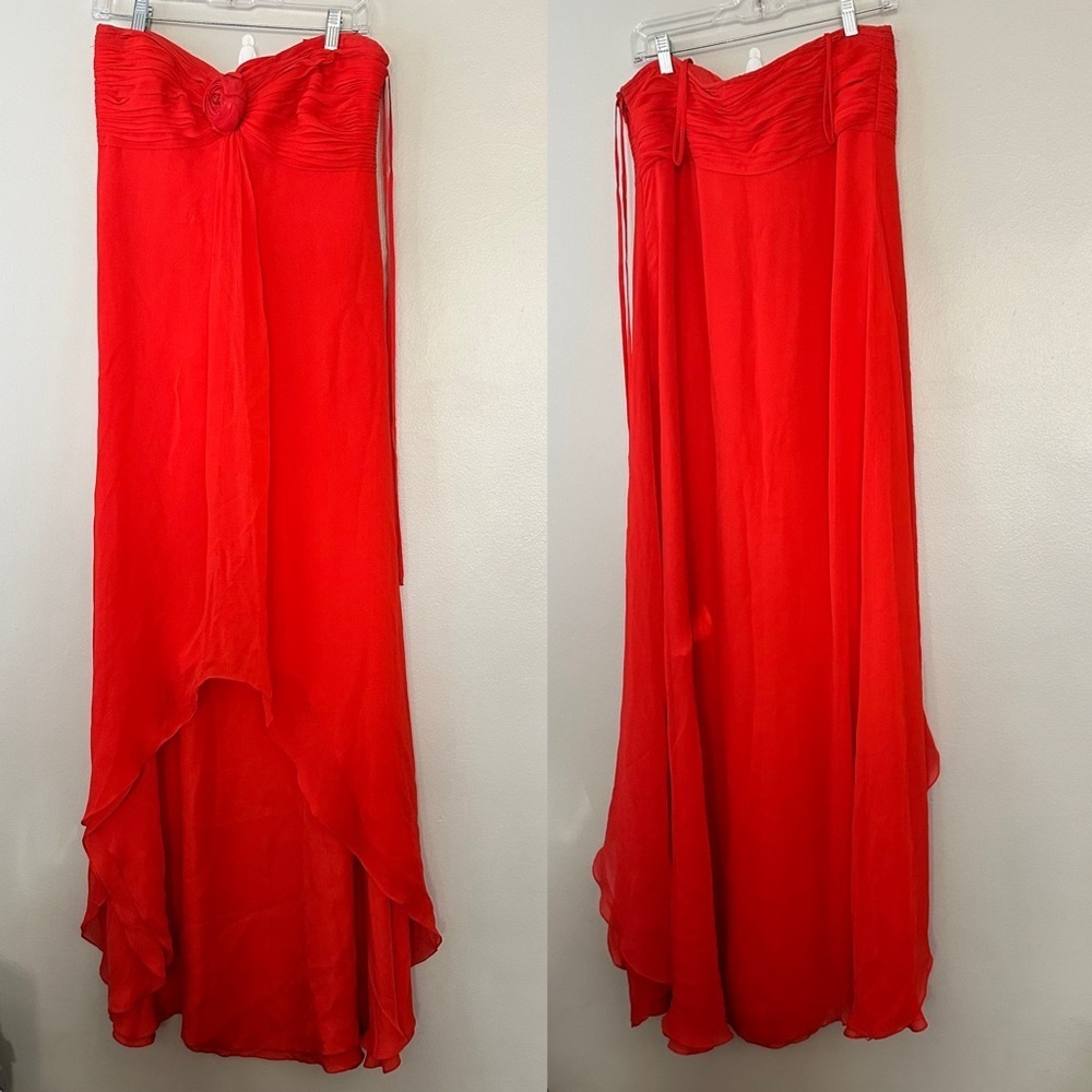 Carolina Herrera red maxi dress tie at neck size large